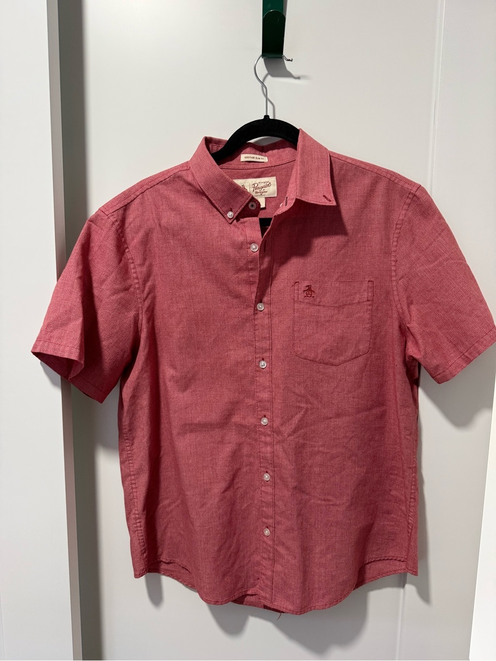 Original Penguin Short-Sleeve Button-Down Shirt - Dusty Red